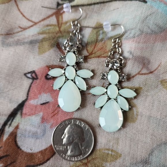 Opaline Silver Tone Clear Rhinestone Unsigned Pierced Earrings Reproduction NEW - Picture 4 of 7